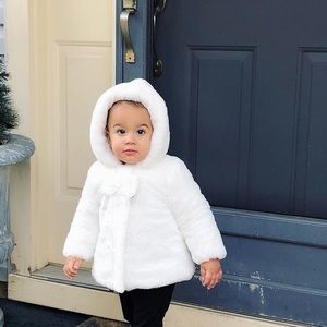 White fur toddler coat